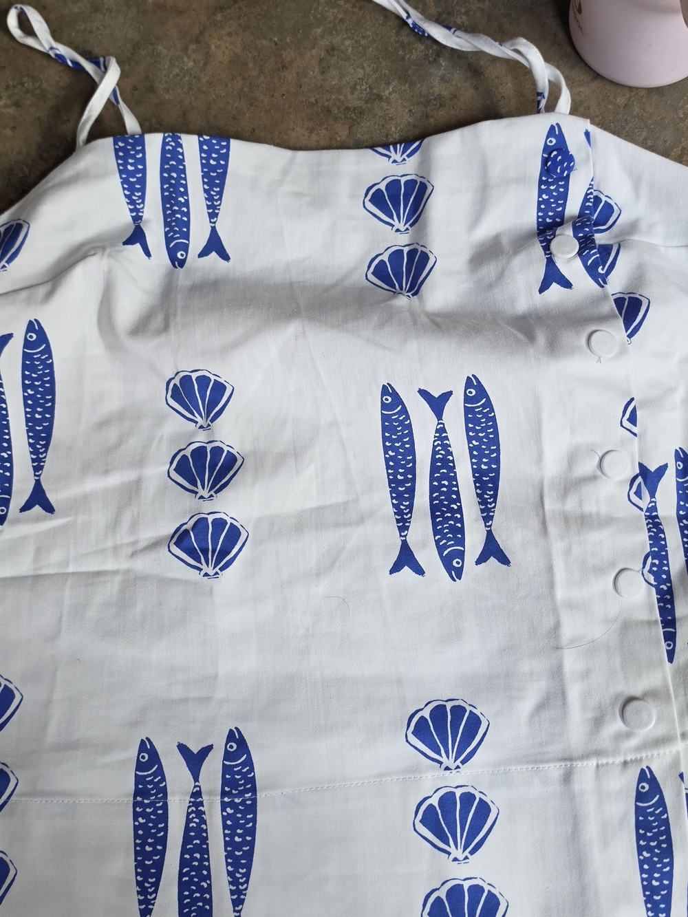 Zara White Camisole with Blue Fish & Shell Print NWT